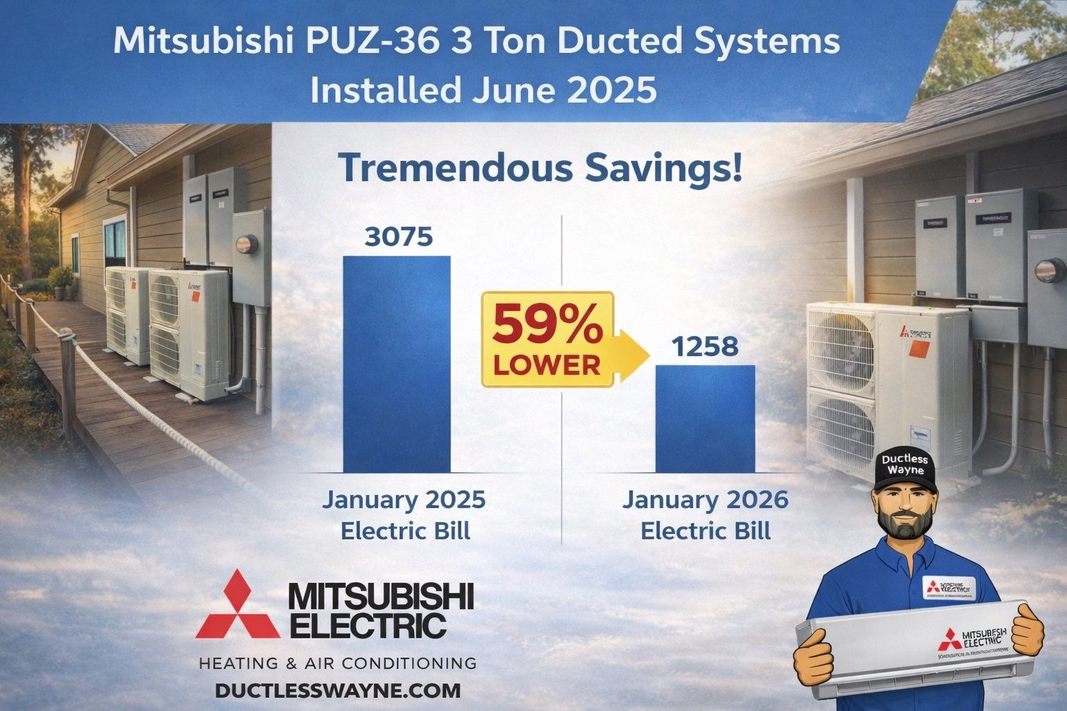 Mitsubishi and Ductless Wayne Helps Save Money During Cold Snap