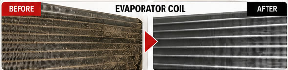 Before and after evaporator coil cleaning